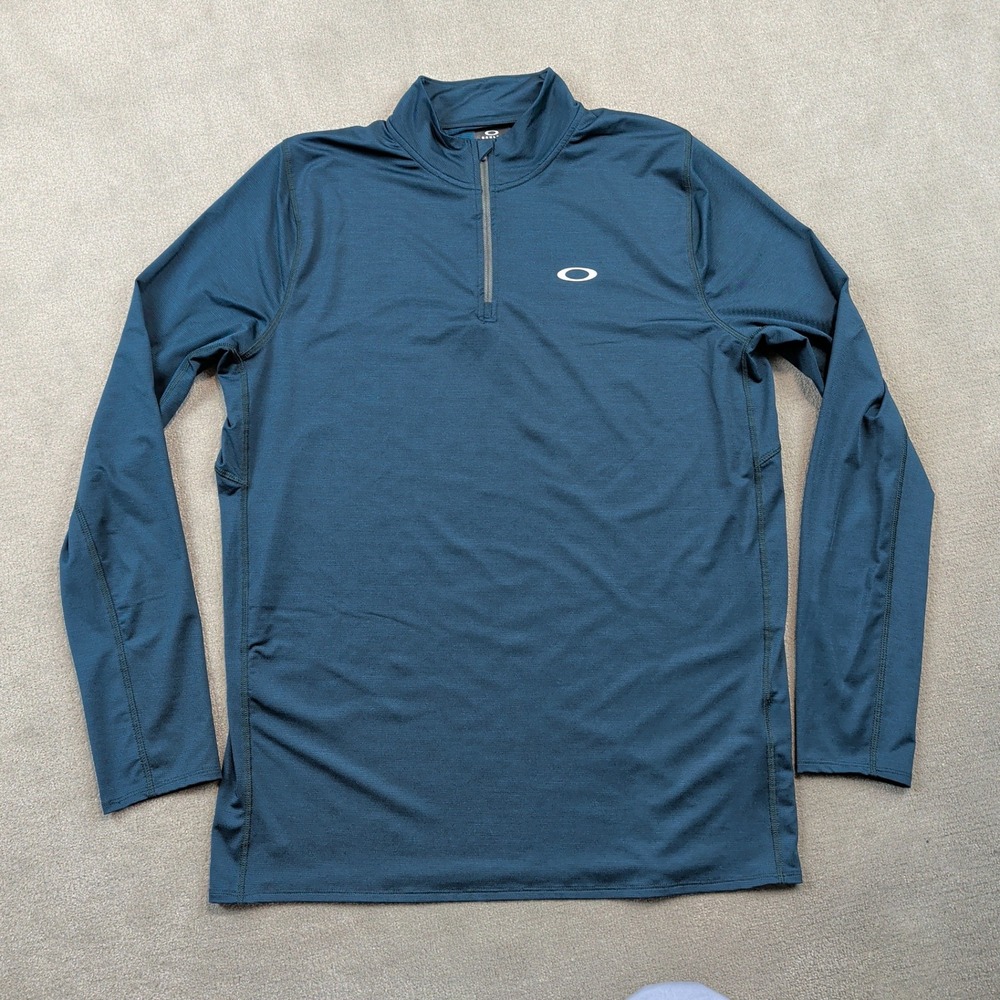 Oakley Pullover Size M Mens Teal Blue 1/4 Zip Performance Regular Fit Stretch